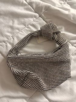 Silver Rhinestone Mini Knot Handle Bag
