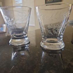 Vintage Etched Cocktail Glasses – Set of 2