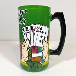 Top Shelf Hand Painted Getting Lucky Poker Beer Stein 26oz Mug
