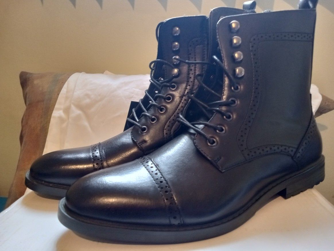 Leather Dress Boots Size 9 Men's High-Top Boots
