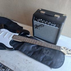 Fender squire electric guitar case and amp