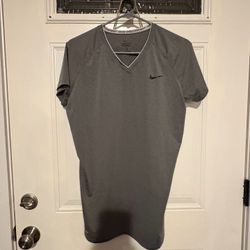 Nike Pro Combat Compression Training Shirt XL Grey Dri-FIT Stretch V-Neck