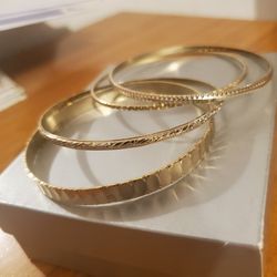 4 New Gold Plated Bangle Bracelets Small Wrist All For $20