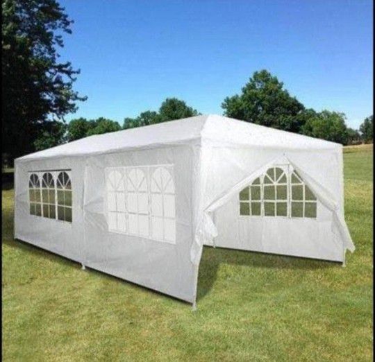 10x 20   Outdoor Canopy Tent   White Gazebo Pavilion with 6 Side Walls X Psrties