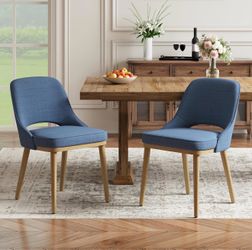 Wooden Dining Chairs Set of 2, Modern Fabric Upholstered Dining Room Chair