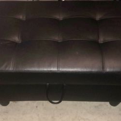 Black Leather Ottoman 