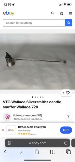 VTG WALLACE Silversmiths Candle Snuffer, Wallace 728