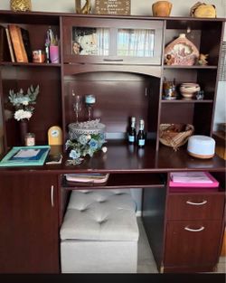 Bookcase with an integrated desk