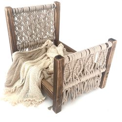 Wood And Macramé Doll Bed