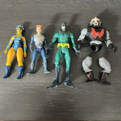 4 Vintage Action Figures Evil Lyn Masters Of The Universe (MOTU) Action Figure , Shark Boy, Batman Scuba, Hordak