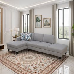 Light Grey Calico Sofa Set