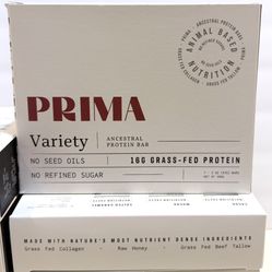 1 Box Prima Grass Fed Protein Bars Variety Pack Exp 1/27