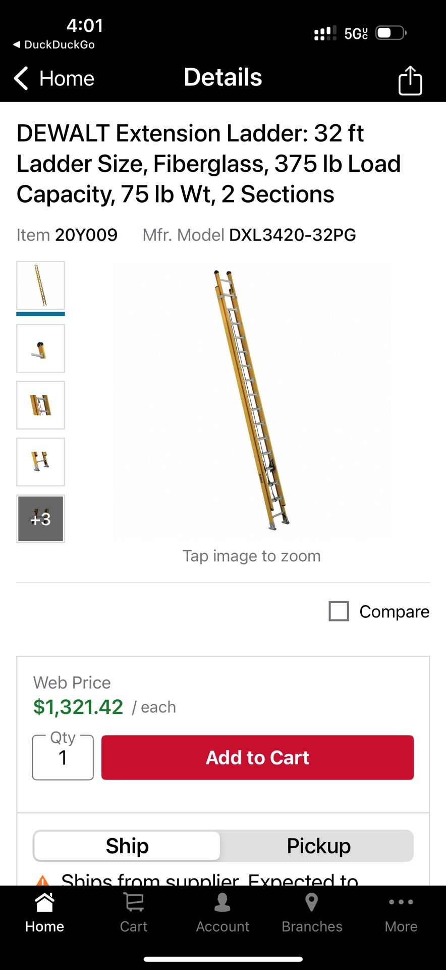DeWalt 32’ Fiberglass Ladder DXL3420-32PG