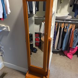 Wooden Jewelry Holder w Mirrors