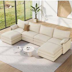 FREE DELIVERY🚚 .Wilroy 6-piece Comfy Ushaped Sofa Couch Reversible Chaise Sectional | Free Shipping