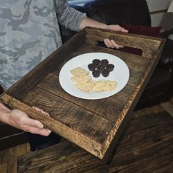 Handmade and customizable furniture, wood serving tray/ magazine tray