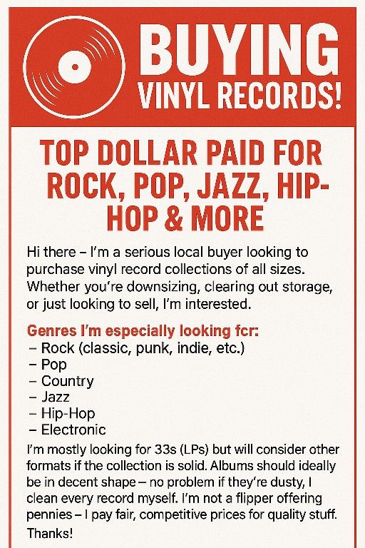 Got Records? I'm Buying - Rock, Jazz, Punk, Soul, Hip Hop - Fair Price!