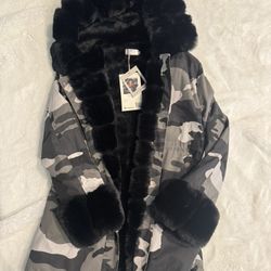 Fur Jackets( Camo is Large/Black Demin Medium)