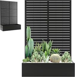 Metal Planter Box with Trellis, Large Raised Garden Beds with Trellis for Climbing Vegetables