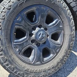 4 Used 285-60-20 Toyo All Terrain Tires Matte Black 8 Lug 8x6.5 Aluminum Alloy Wheels LT285/60 R20 inch Tire OEM Ram 2500 FREE Delivery Inland Empire