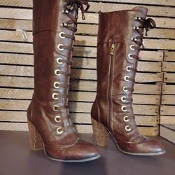 Faux Leather High Heeled Boots 6.5
