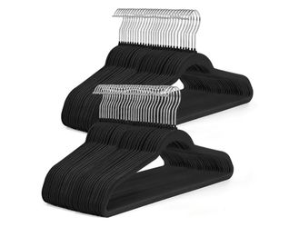 Black Luxury Velvet Clothes Hangers 100pcs Pack