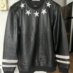 Givenchy Star-Appliqué Leather Sweatshirt
