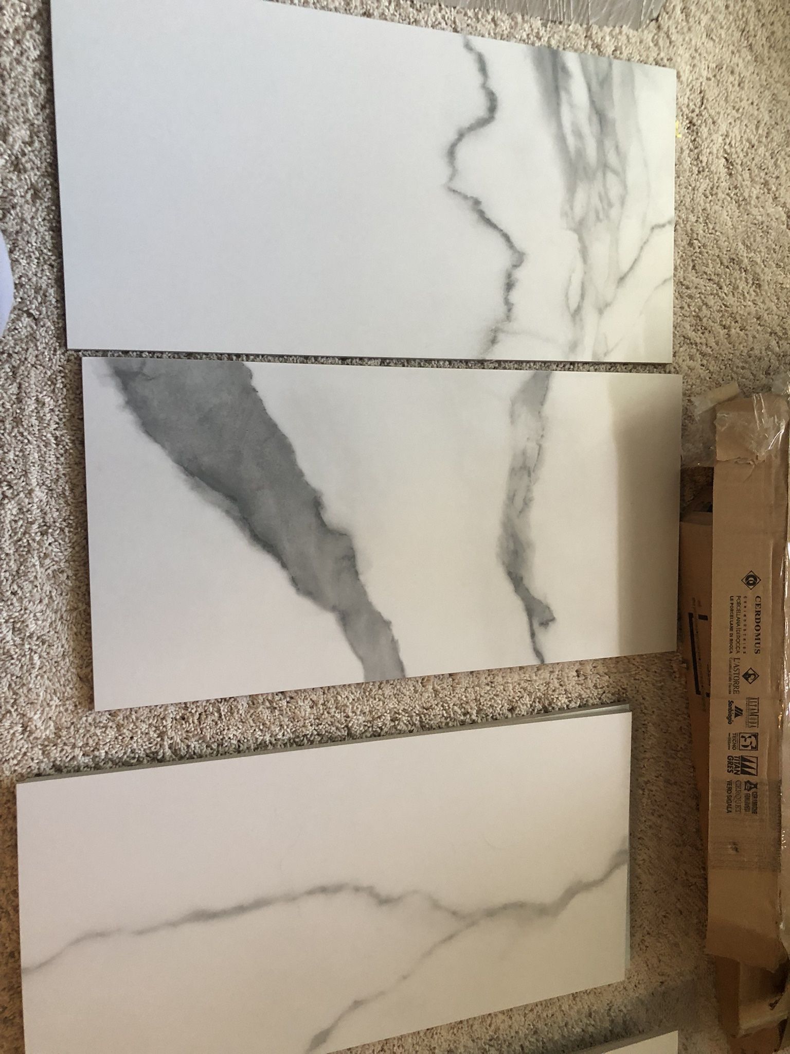 Statuario Bianco porcelain Tiles Qty 18