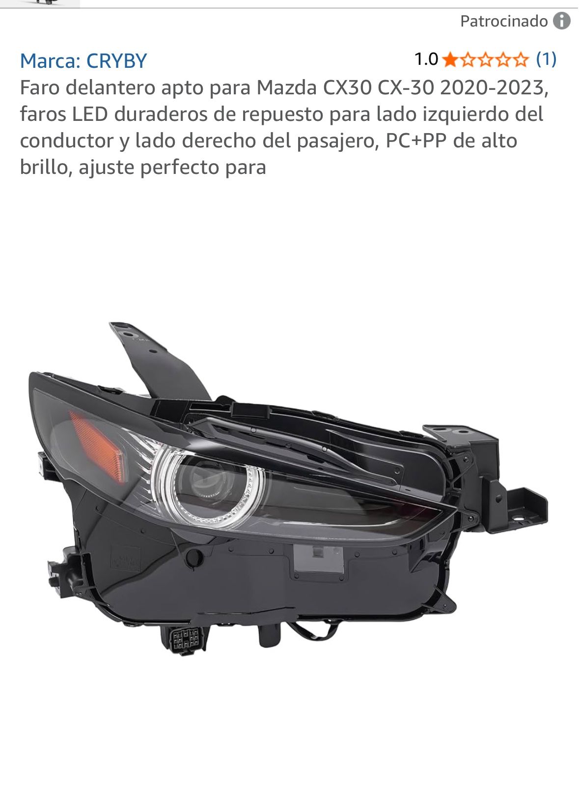 Faro delantero apto para Mazda CX30 CX-30 2020-2023, faros LED duraderos de repuesto para lado izquierdo del conductor y lado derecho del pasajero, PC