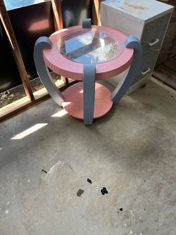 Round Two-Tier Side Table with Glass Top