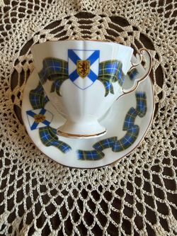 Vintage Adderley Fine Bone China England 'Nova Scotia Tartan' Teacup & Saucer