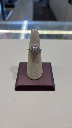 14k white gold Cushion Halo Cocktail Ring