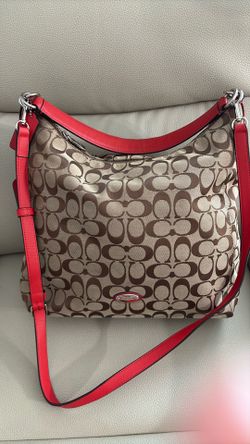 Tan and orange coach purse