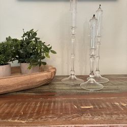 Vintage Glass Oil Candlesticks
