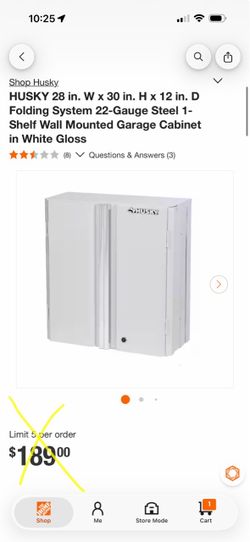 HUSKY 28 in. W x 30 in. H x 12 in. D Folding System 22-Gauge Steel 1-Shelf Wall Mounted Garage Cabinet in White Gloss
