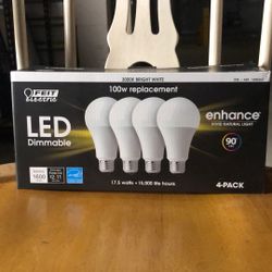New Feit Dimmable LED 3000K Bright White 4PK (100W Replacement) 17.5W 
