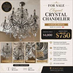 Elegant CRYSTAL CHANDELIER JAMES R. MODER
