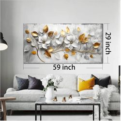 White Flower Canvas Wall Art for Bedroom, Living Room