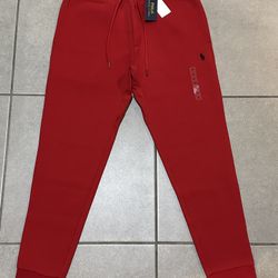 Brand New With Tags Men's Ralph Lauren Polo Double-Knit Red Black Jogger Pants Men’s Size Medium M