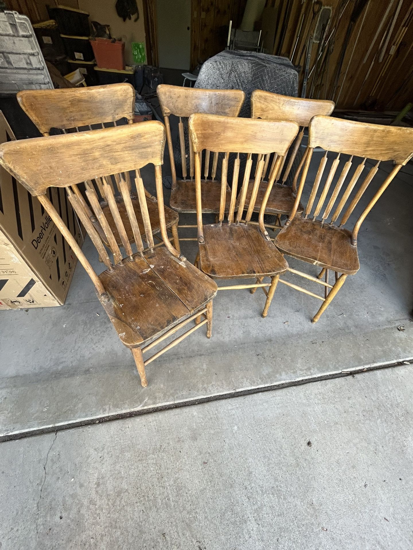 Antique Arrow back Wooden Chairs (6)