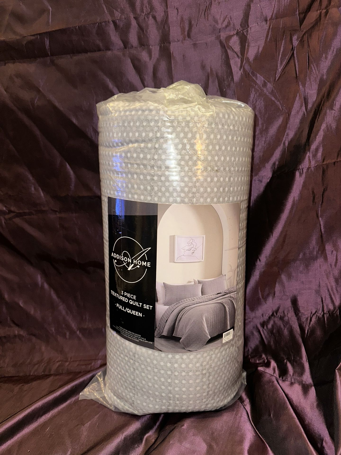 3 Piece Textured Quilt Set Full /Queen