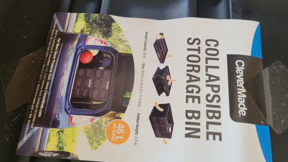 CleverMade Collapsible Storage Bins - Black 3 Pack 46L 200 Series - Plastic