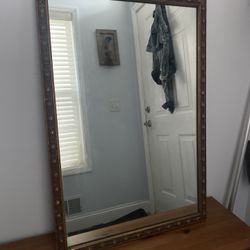  Vintage Style Brass Trim Large Mirror