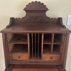 Antique Front Drop Down Writing Desk & Chair 
