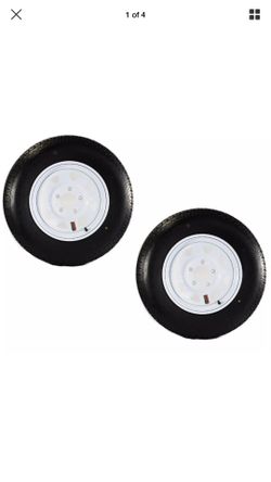 Two Trailer Tires + Rims ST185/80D13 5L 13 ST White Spoke Boat Camper RV