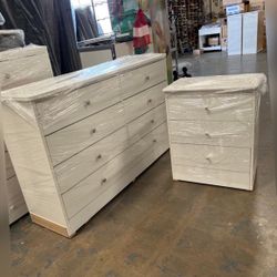 Dresser/ Eight drawers dresser and nightstand