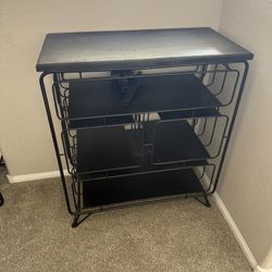 Black Steel Metal And Wood Shelves