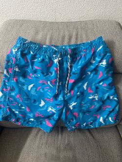 Neon Shark Pattern Board Shorts Swim Trunks Men's X-Large Beach Pool Summer Preppy