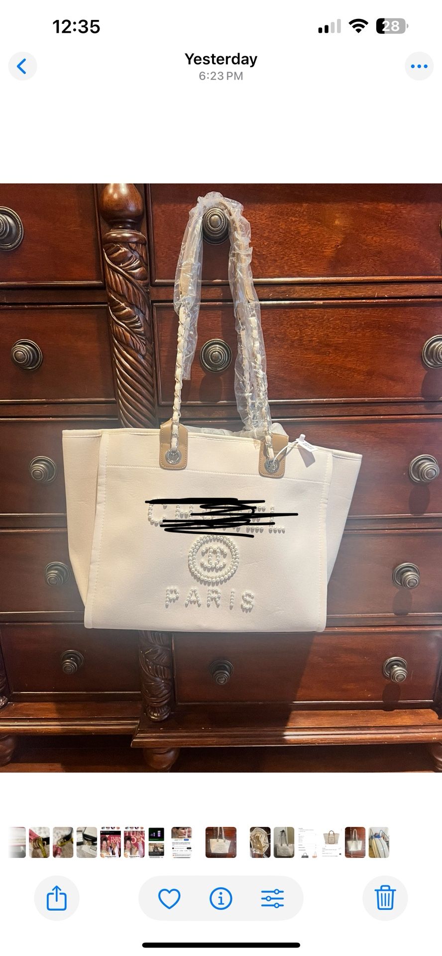 Stunning Cream Tote With Beige Trim