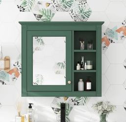 Newly Assembled Bathroom Wall Cabinet w/ Mirror 30'' x 28'' Medicine Cabinet w/ Mirror Door & Shelf